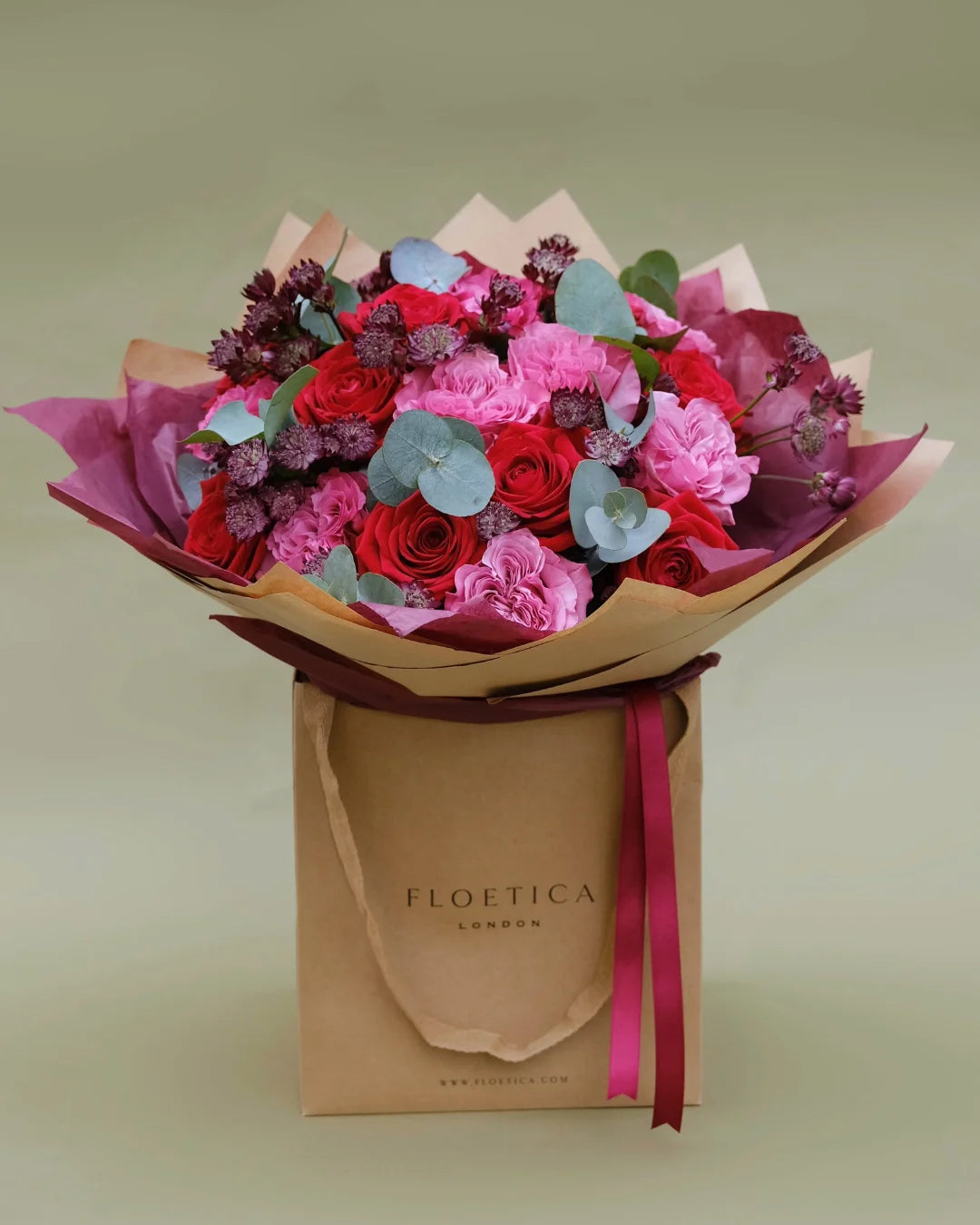 Gabriella – Velvet Red & Deep Pink Rose Bouquet